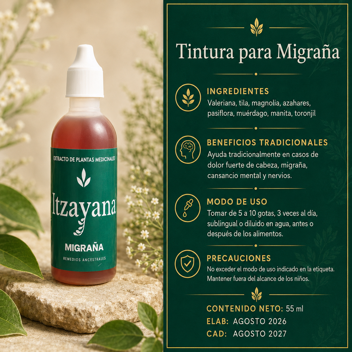 TINTURA PARA MIGRANA Y RELAJACION HERBAL