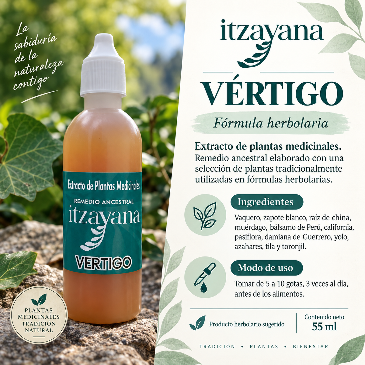 TINTURA VERTIGO Extracto de Plantas Medicinales Itzayana