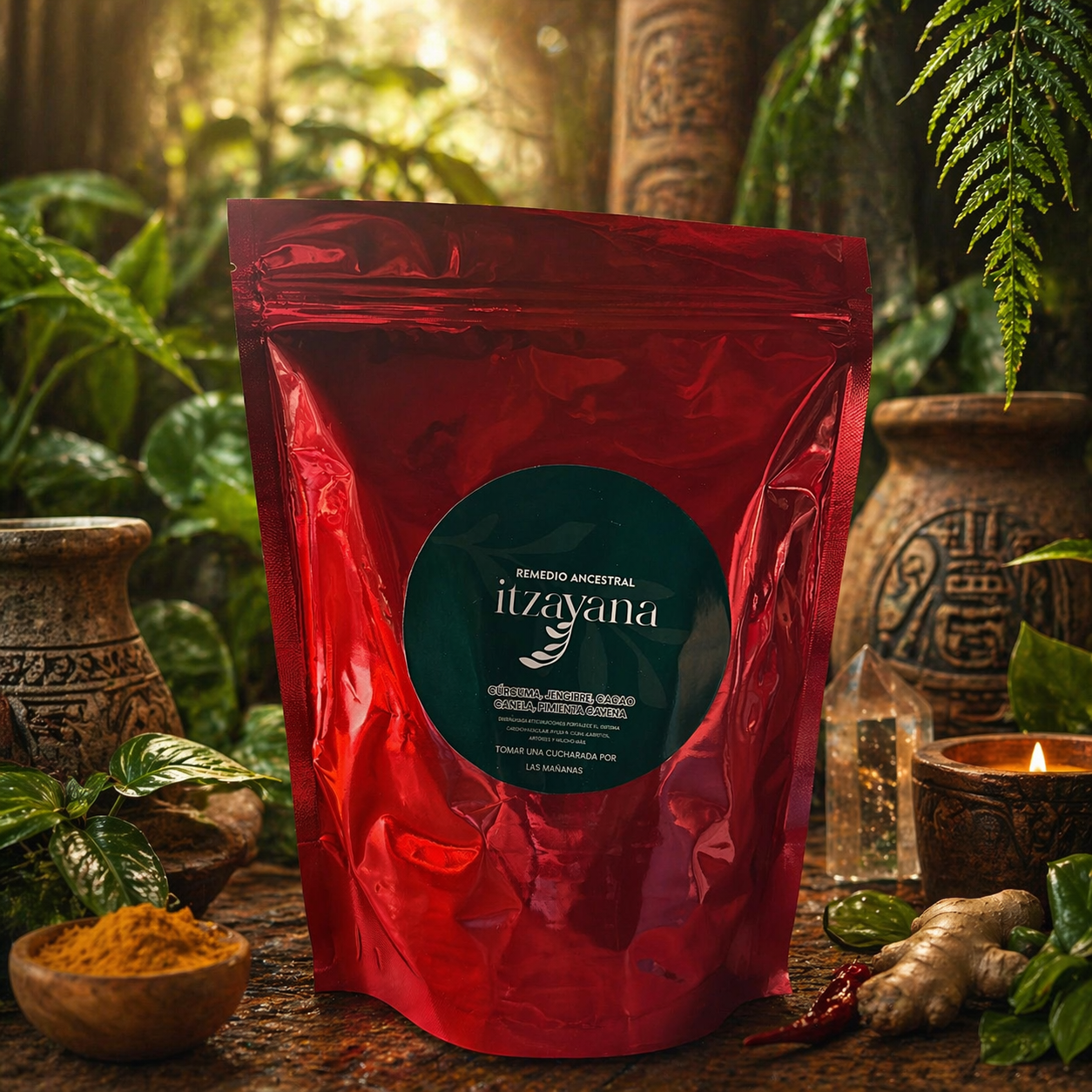 ITZAYANA-INFUSION DETOX curcuma jengibre cacao pimienta cayena y canela